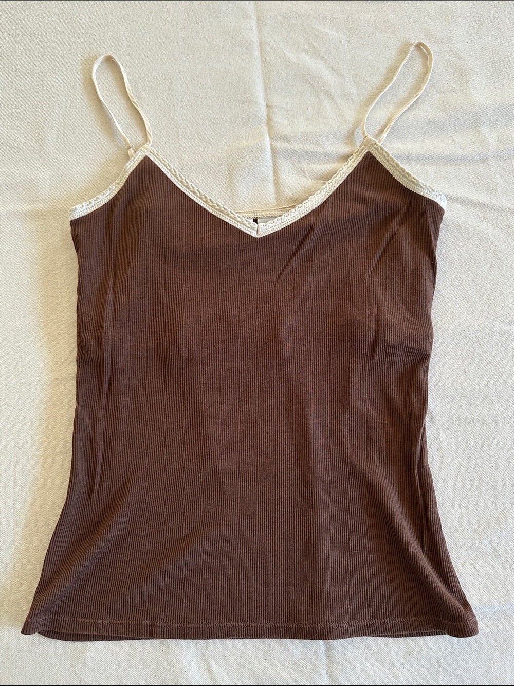 Brown Lace-Trim Cami Tank Top - Women